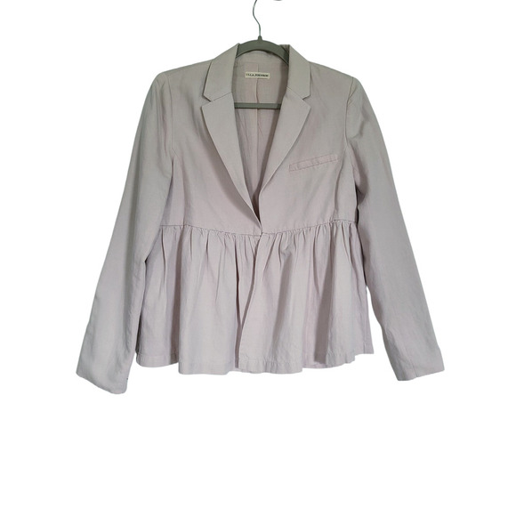Ulla Johnson Lavender Amadie Peplum Ruffled Twill Hook Closure Blazer Size 4 - Picture 3 of 12